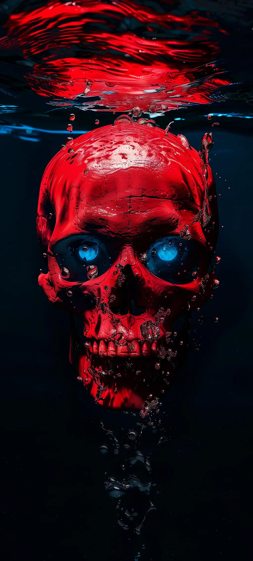 Vibrant Red Neon Skull Wallpaper